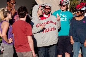 Rhymanese-Twins-examine-egg